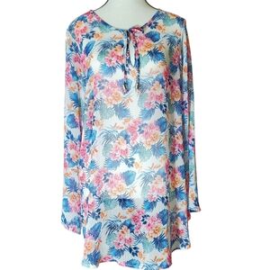 Sheer Floral Cover Up Tropical One Size NWOT